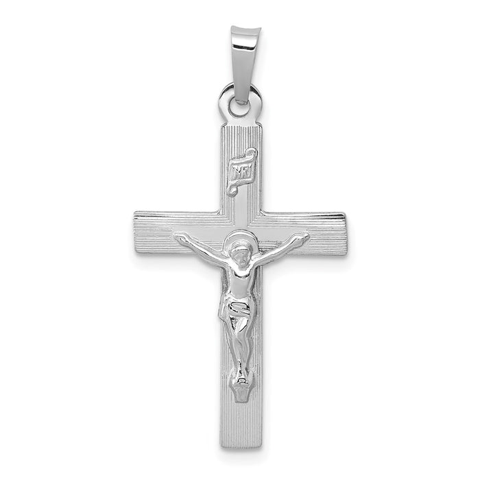 Million Charms 14K White Gold Themed Inri Relgious Crucifix Charm