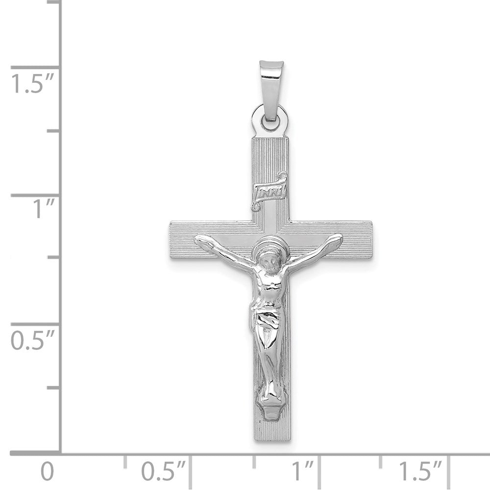Million Charms 14K White Gold Themed Inri Relgious Crucifix Charm