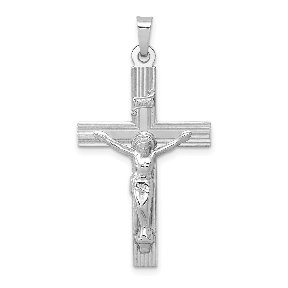 Million Charms 14K White Gold Themed Inri Relgious Crucifix Charm
