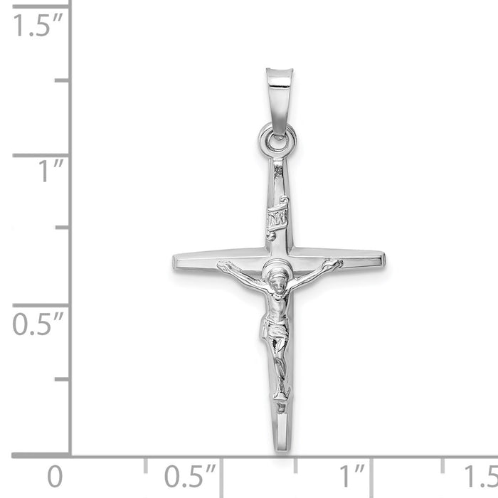 Million Charms 14K White Gold Themed Inri Relgious Crucifix Charm