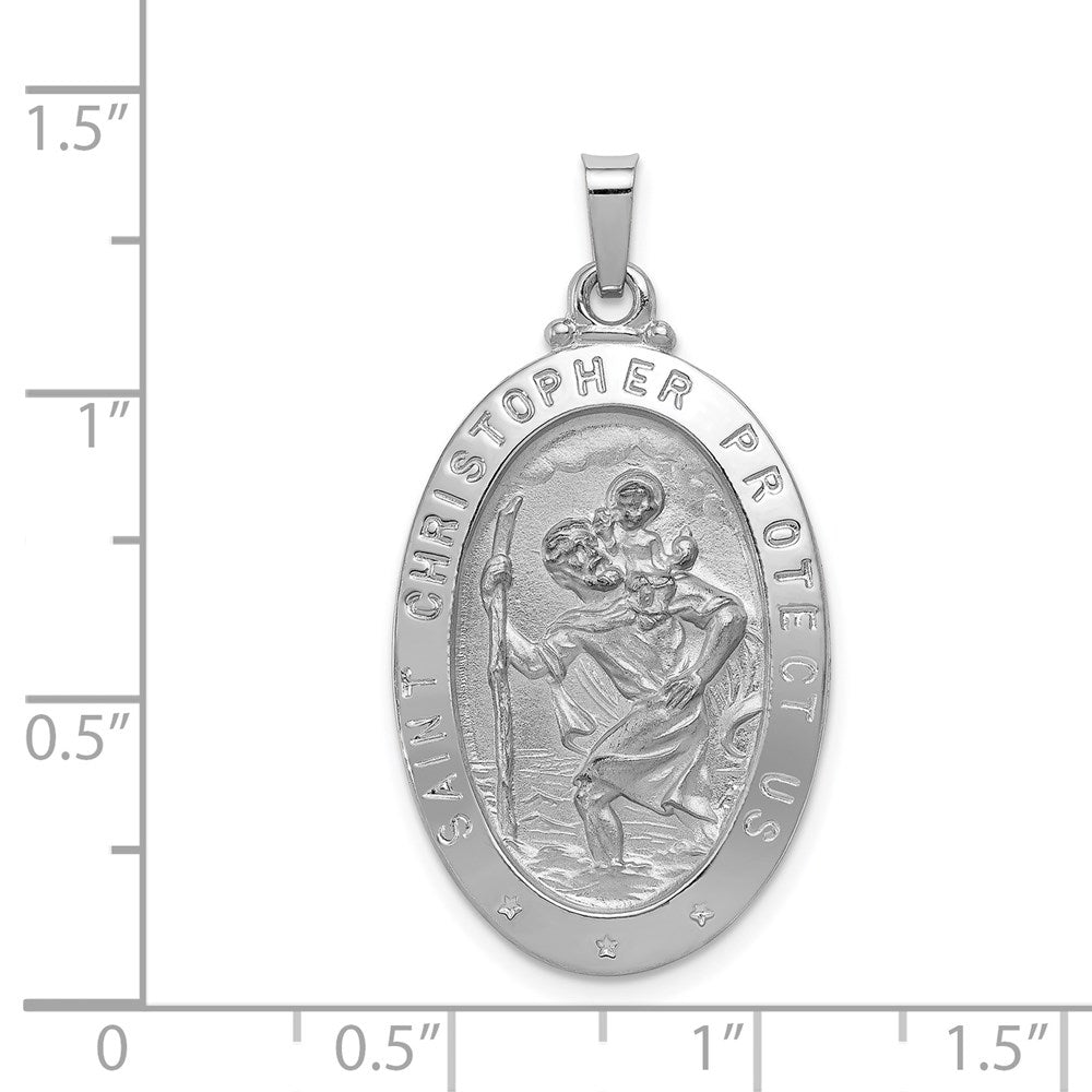 Million Charms 14K White Gold Themed Religious Saint Christopher Medal Pendant