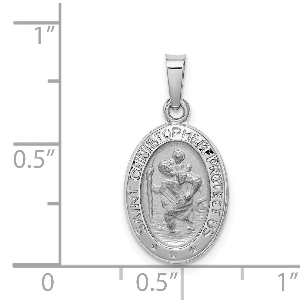 Million Charms 14K White Gold Themed Religious Saint Christopher Medal Charm