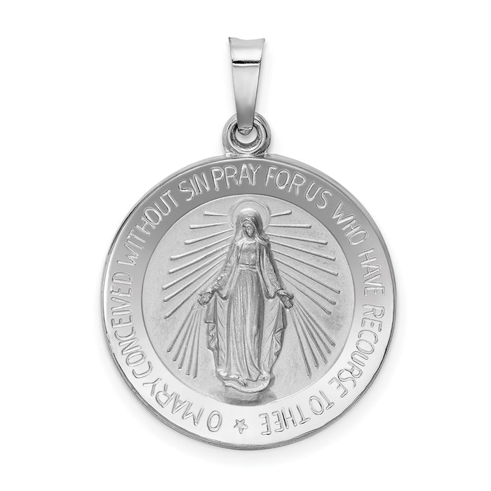 Million Charms 14K White Gold Themed Religious Miraculous Medal