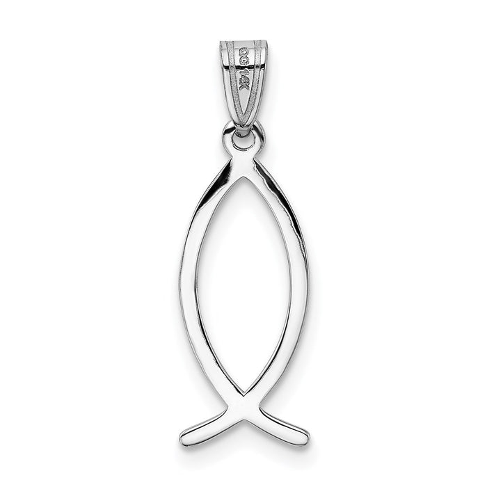 Million Charms 14K White Gold Themed Ichthus Fish Pendant