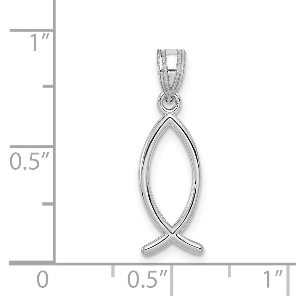 Million Charms 14K White Gold Themed Ichthus Fish Pendant