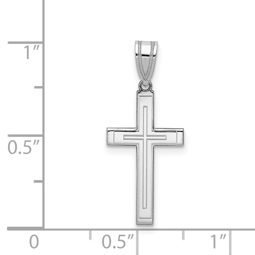 Million Charms 14K White Gold Themed Relgious Cross Pendant