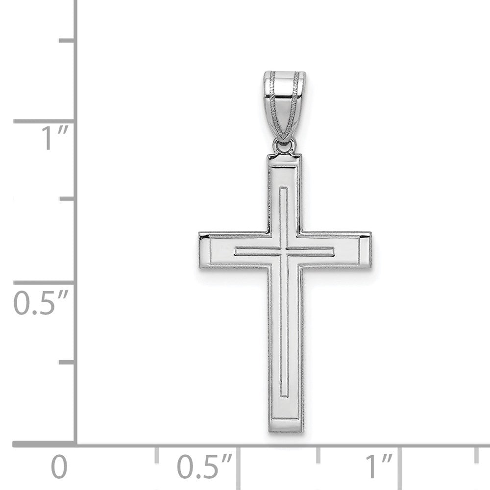 Million Charms 14K White Gold Themed Relgious Cross Pendant