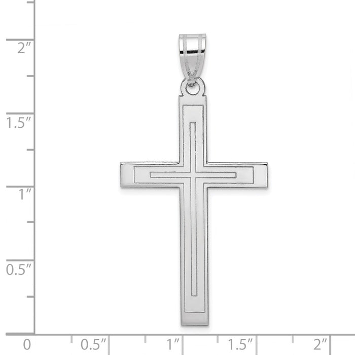 Million Charms 14K White Gold Themed Relgious Cross Pendant