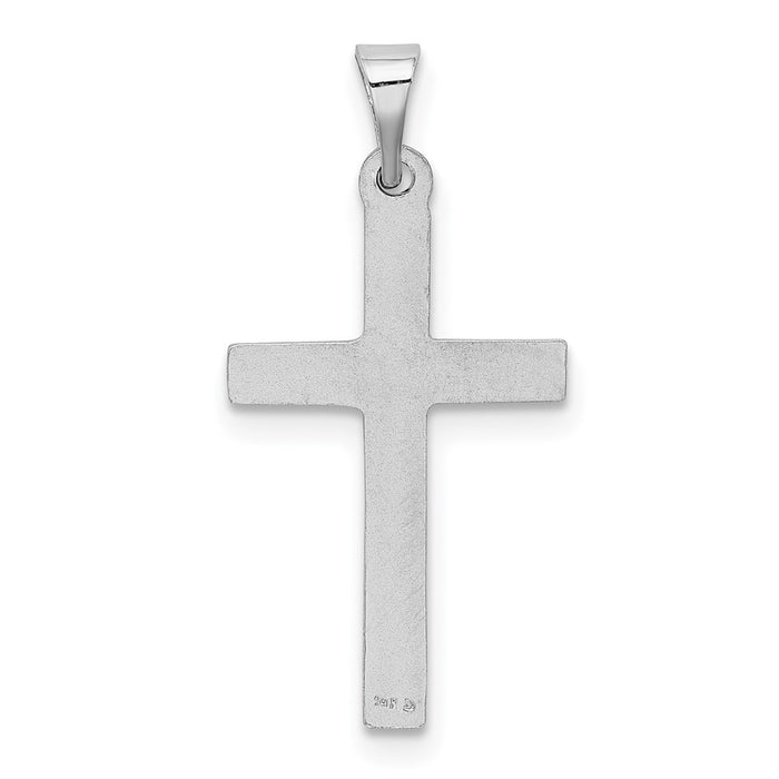 Million Charms 14K White Gold Themed Hollow Relgious Cross Pendant