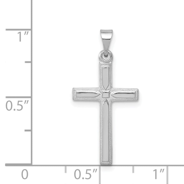 Million Charms 14K White Gold Themed Hollow Relgious Cross Pendant