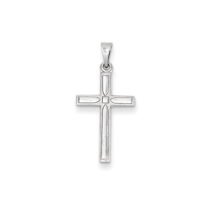 Million Charms 14K White Gold Themed Hollow Relgious Cross Pendant