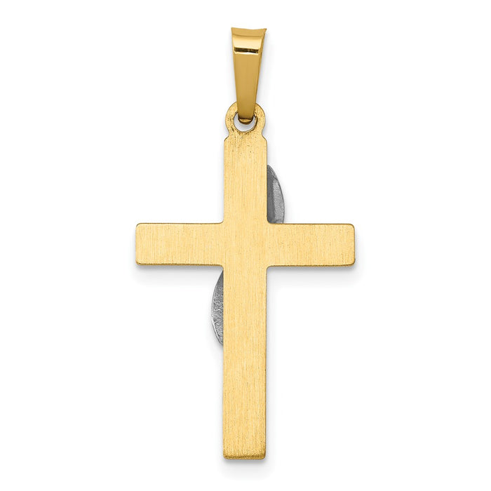 Million Charms 14K Two-Tone Hollow Relgious Cross Charm