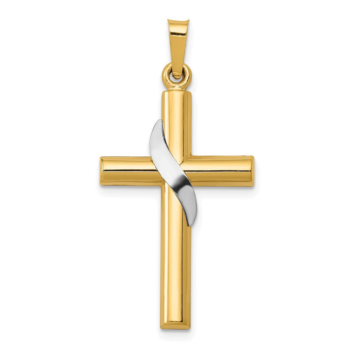 Million Charms 14K Two-Tone Hollow Relgious Cross Charm