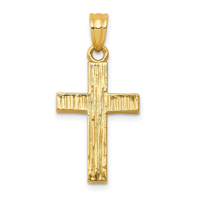 Million Charms 14K Yellow Gold Themed Epoxy Latin Relgious Cross Pendant