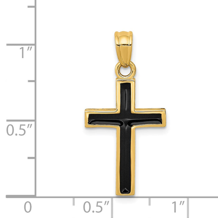 Million Charms 14K Yellow Gold Themed Epoxy Latin Relgious Cross Pendant