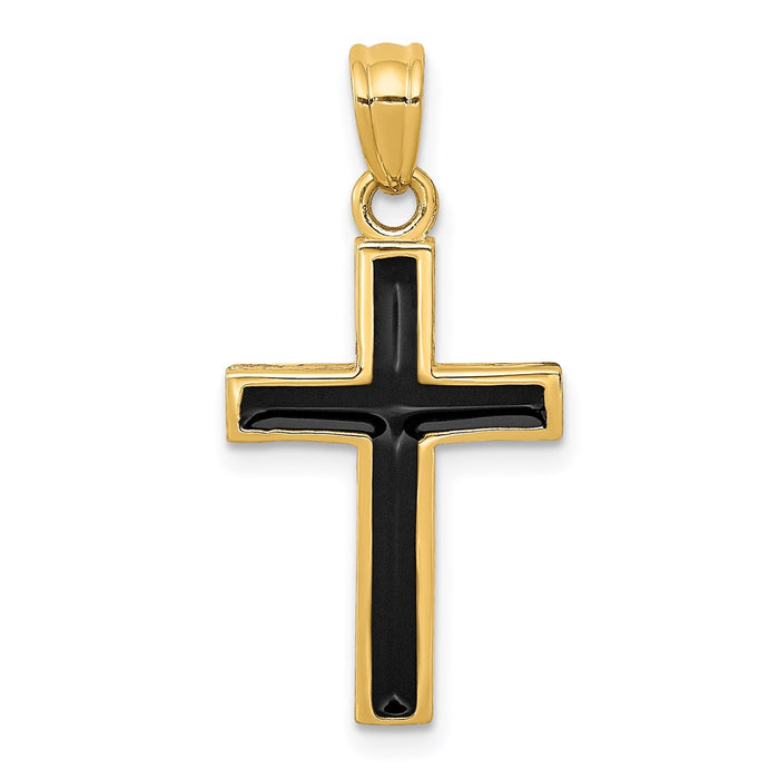 Million Charms 14K Yellow Gold Themed Epoxy Latin Relgious Cross Pendant