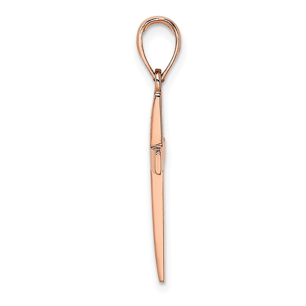 Million Charms 14K Rose Gold Themed Polished & Beveled Relgious Cross Charm