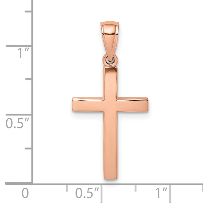 Million Charms 14K Rose Gold Themed Polished & Beveled Relgious Cross Charm