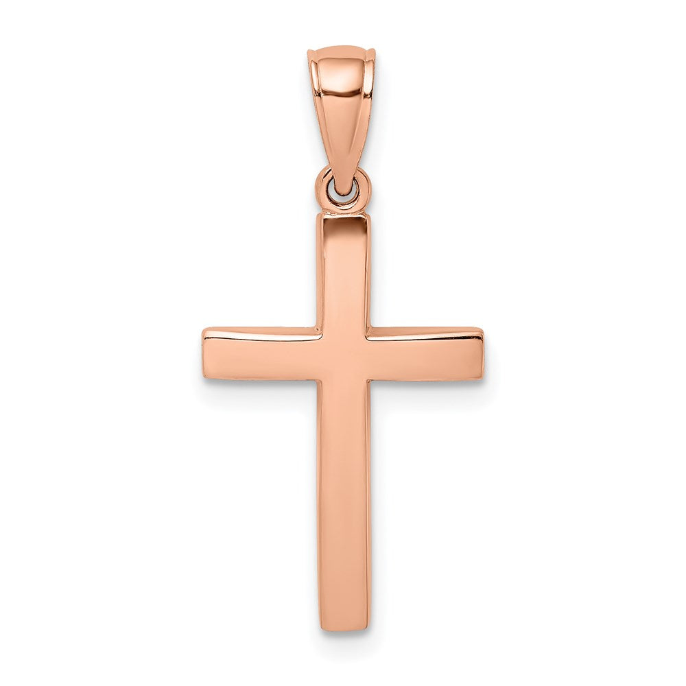 Million Charms 14K Rose Gold Themed Polished & Beveled Relgious Cross Charm