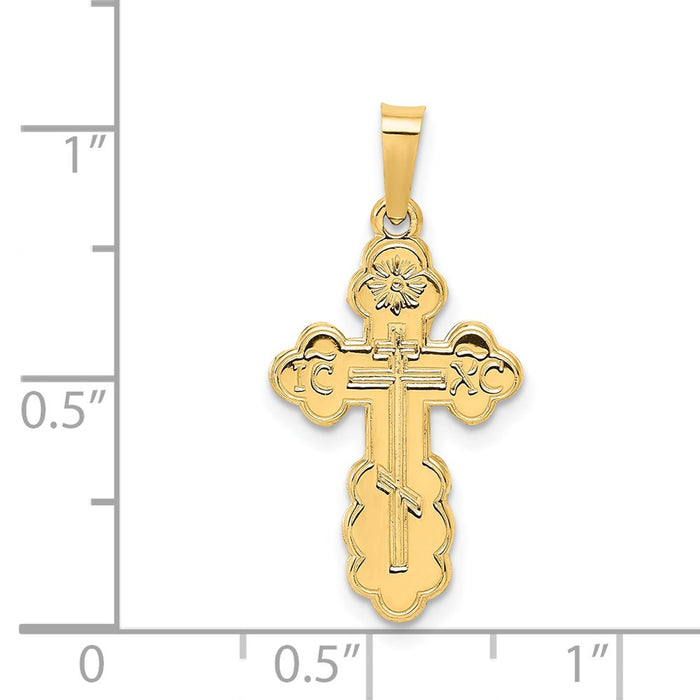 Million Charms 14K Yellow Gold Themed Eastern Orthodox Relgious Cross Charm