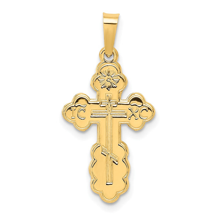 Million Charms 14K Yellow Gold Themed Eastern Orthodox Relgious Cross Charm