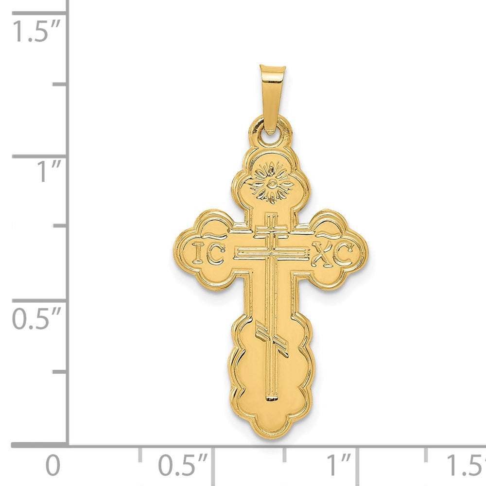 Million Charms 14K Yellow Gold Themed Eastern Orthodox Relgious Cross Pendant