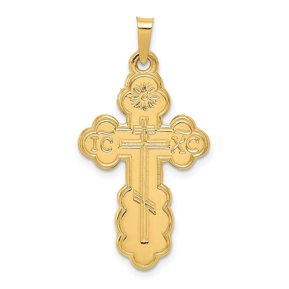 Million Charms 14K Yellow Gold Themed Eastern Orthodox Relgious Cross Pendant