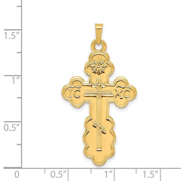 Million Charms 14K Yellow Gold Themed Eastern Orthodox Relgious Cross Pendant