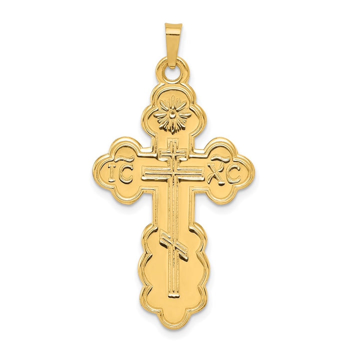 Million Charms 14K Yellow Gold Themed Eastern Orthodox Relgious Cross Pendant