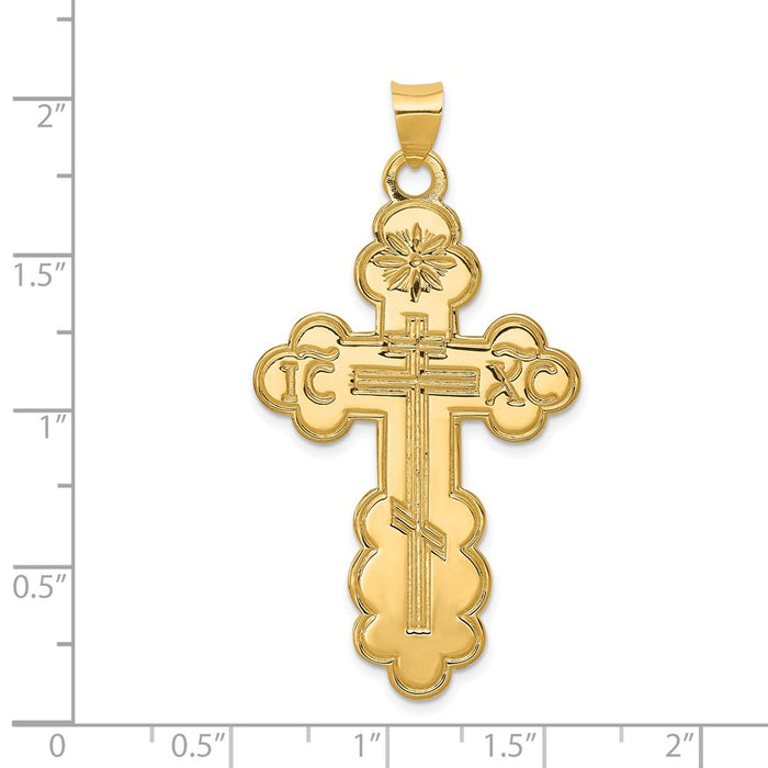 Million Charms 14K Yellow Gold Themed Eastern Orthodox Relgious Cross Pendant