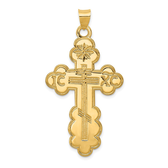 Million Charms 14K Yellow Gold Themed Eastern Orthodox Relgious Cross Pendant