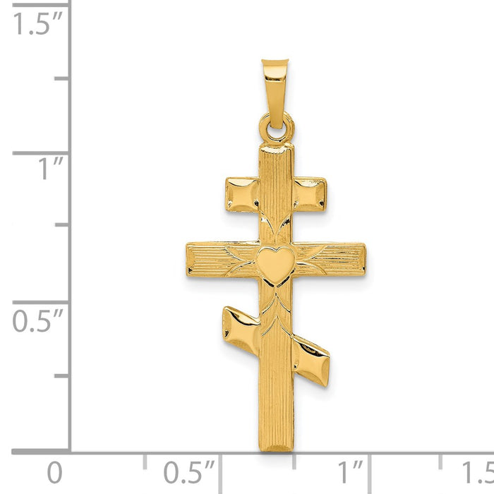 Million Charms 14K Yellow Gold Themed Eastern Orthodox Relgious Cross Pendant