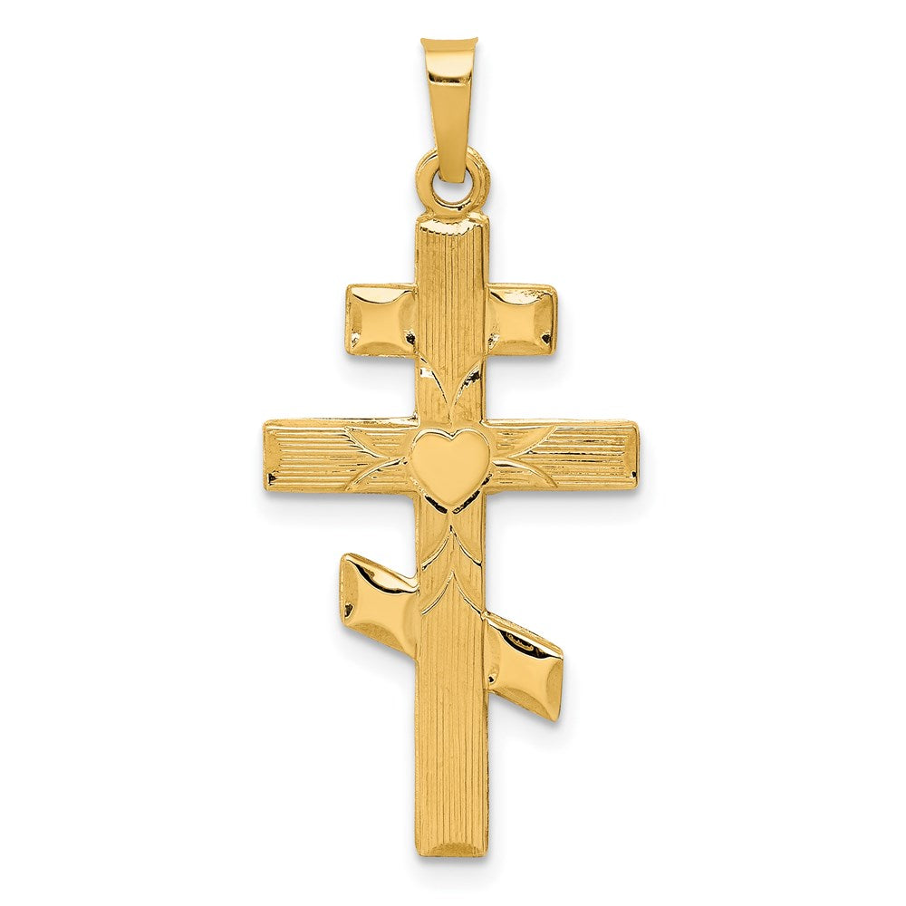 Million Charms 14K Yellow Gold Themed Eastern Orthodox Relgious Cross Pendant