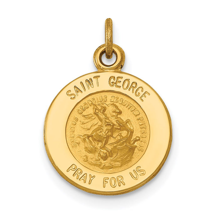 Million Charms 14K Yellow Gold Themed Religious Saint George Medal Charm
