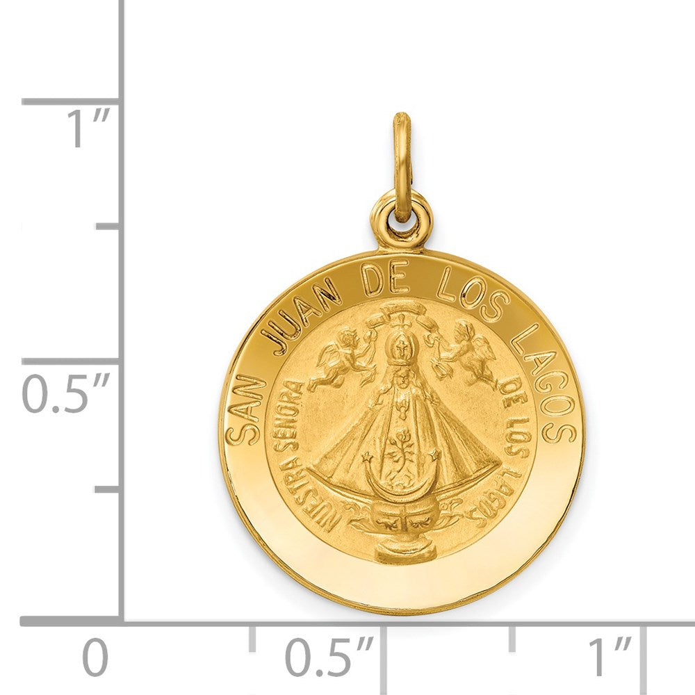 Million Charms 14K Yellow Gold Themed Relgious Our Lady Of San Juan Medal Pendant