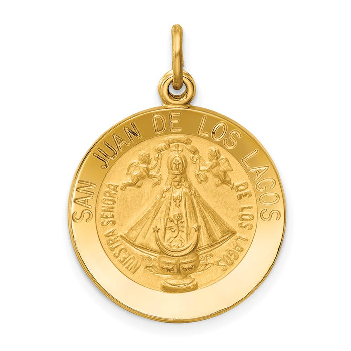 Million Charms 14K Yellow Gold Themed Relgious Our Lady Of San Juan Medal Pendant