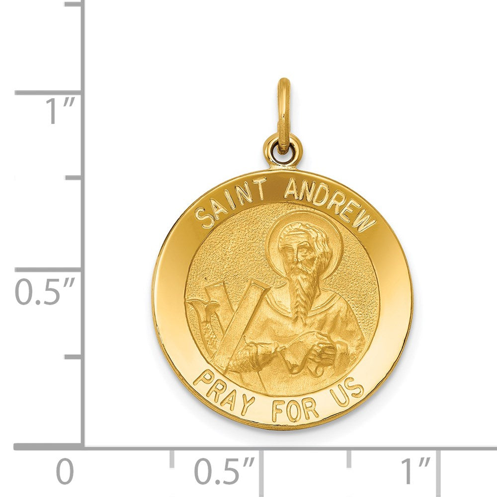 Million Charms 14K Yellow Gold Themed Religious Saint Andrew Medal Pendant