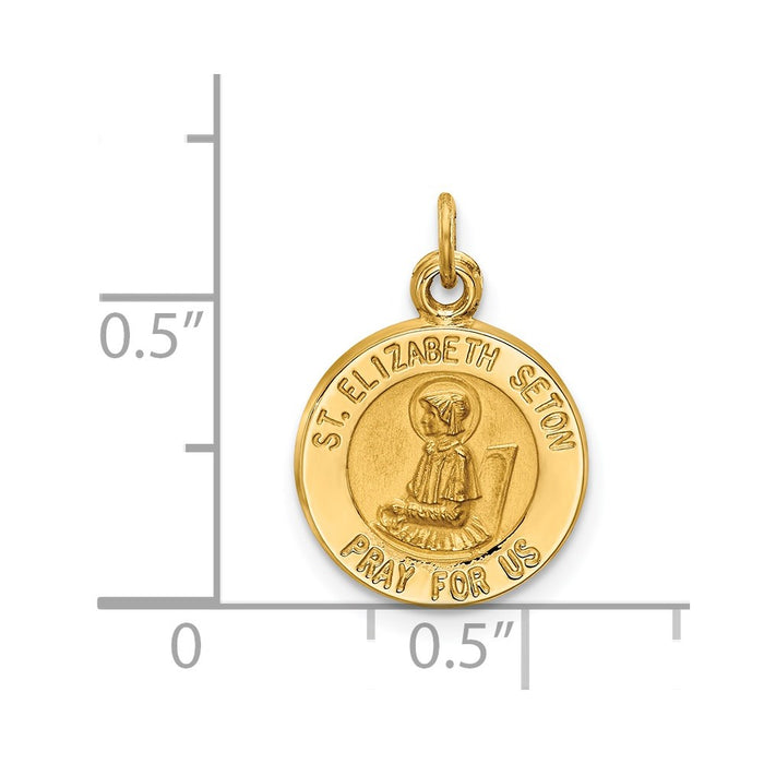 Million Charms 14K Yellow Gold Themed Religious Saint Elizabeth Seton Medal Charm