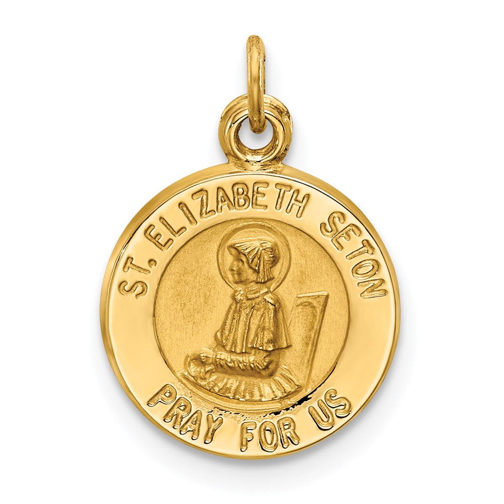 Million Charms 14K Yellow Gold Themed Religious Saint Elizabeth Seton Medal Charm
