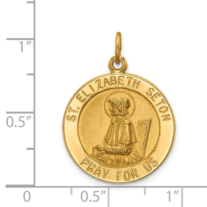 Million Charms 14K Yellow Gold Themed Religious Saint Elizabeth Seton Medal Pendant