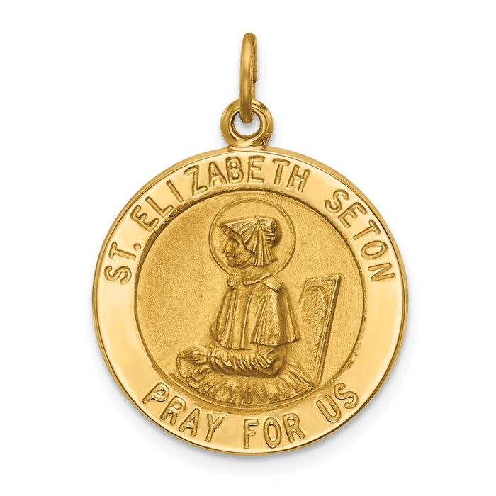Million Charms 14K Yellow Gold Themed Religious Saint Elizabeth Seton Medal Pendant