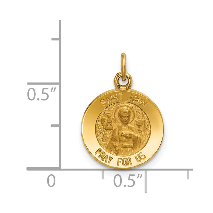 Million Charms 14K Yellow Gold Themed Religious Saint John Medal Charm
