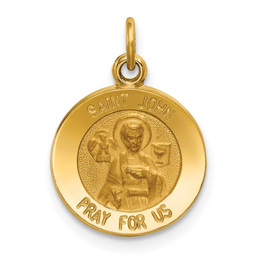 Million Charms 14K Yellow Gold Themed Religious Saint John Medal Charm