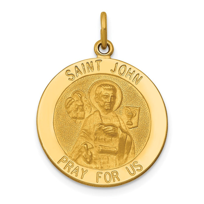 Million Charms 14K Yellow Gold Themed Religious Saint John Medal Pendant