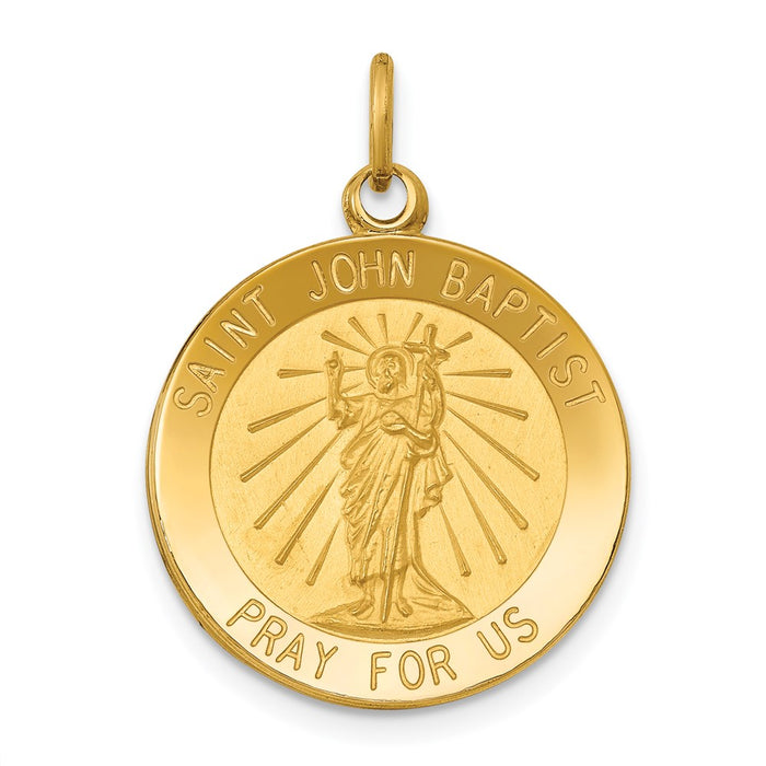 Million Charms 14K Yellow Gold Themed Religious Saint John Baptist Medal Pendant