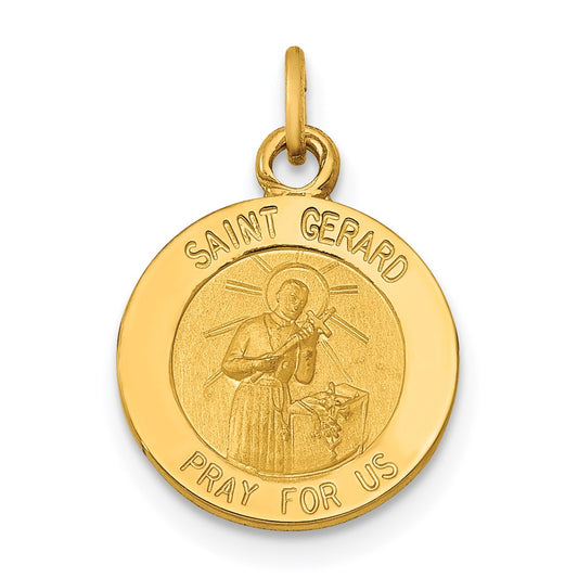 Million Charms 14K Yellow Gold Themed Religious Saint Gerard Medal Charm
