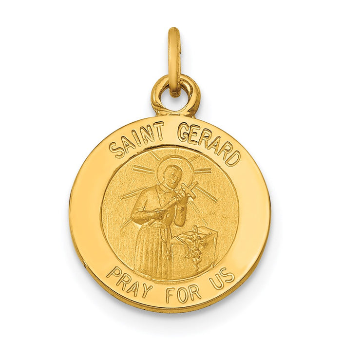 Million Charms 14K Yellow Gold Themed Religious Saint Gerard Medal Charm
