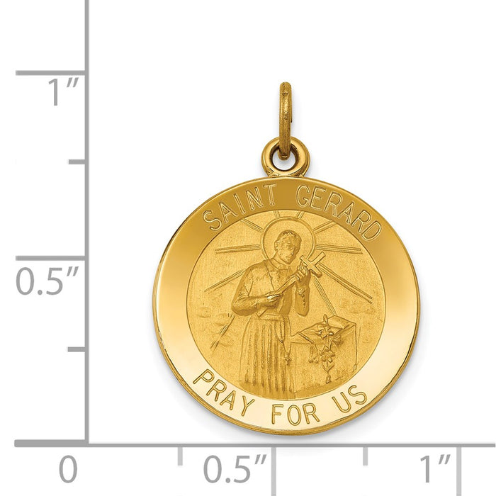 Million Charms 14K Yellow Gold Themed Religious Saint Gerard Medal Pendant