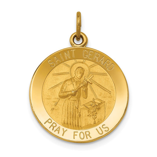 Million Charms 14K Yellow Gold Themed Religious Saint Gerard Medal Pendant