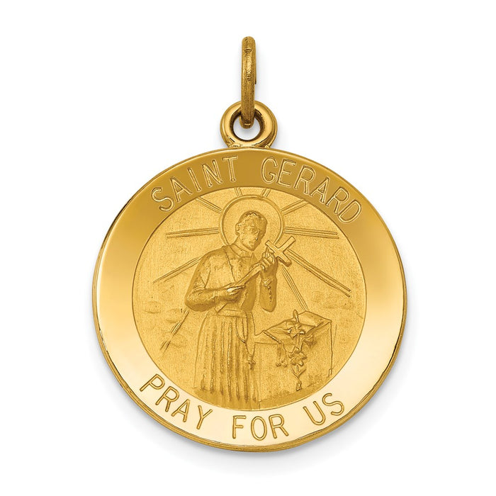 Million Charms 14K Yellow Gold Themed Religious Saint Gerard Medal Pendant